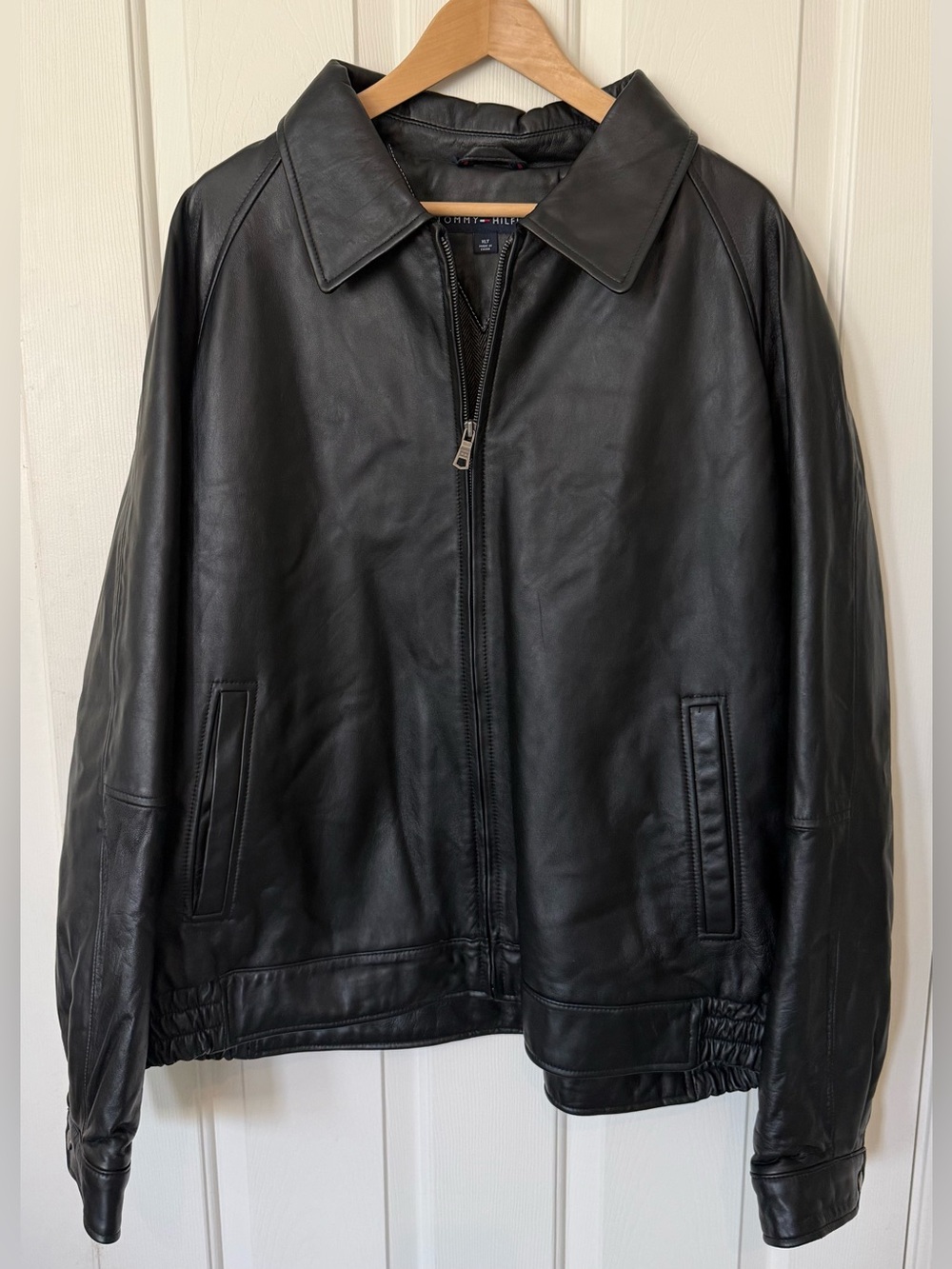 Tommy Hilfiger Black Leather Bomber Jacket